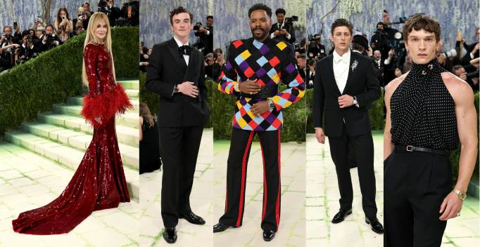 people posing on MET gala carpet