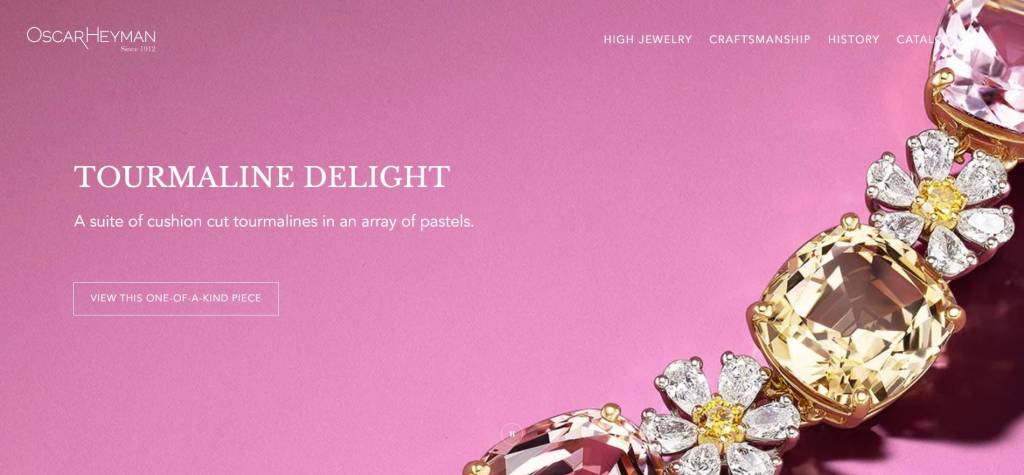 screenshot of oscar heyman's website with jewellery focus