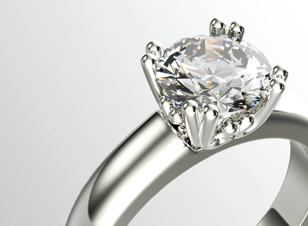 A diamond engagement ring.