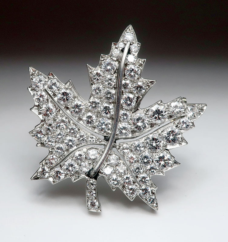 A platinum and diamond maple leaf, ca. 1990.